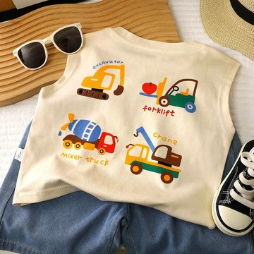 🍀AY🍀 兒童上衣 男女童背心 兒童無袖上衣 兒童工字背心 夏季新款 兒童休閒寬鬆上衣 純棉 無袖坎肩背心