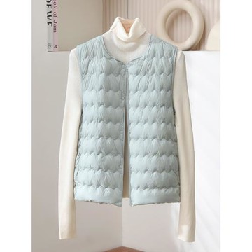 輕薄款羽絨馬甲女短款圓領2024年秋冬新款可變V領白鴨絨內膽背心