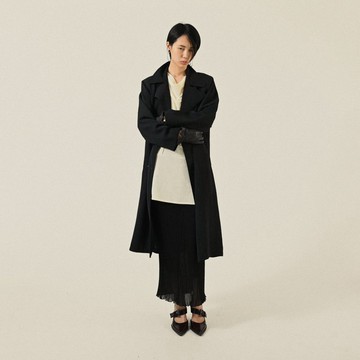 【NaSuBi Vintage】飄逸輪廓純色長版古著風衣