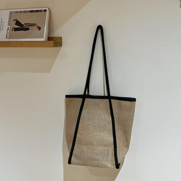 【巴黎精品】現貨+預購 手提包棉麻肩背包-簡約撞色復古子母包女包包3色a1fp17