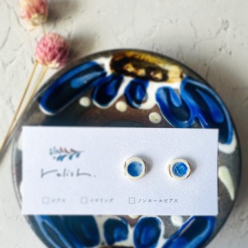 玻璃 陶瓷 金繼 耳針/耳環/無耳洞耳環 藍色 海洋 白色 金色 簡約 日式現代 時尚 禮物 贈禮