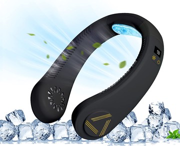 【日本代購】KONGZEE 頸部冷卻器，頸部風扇，2023，頸部風扇，重量輕，即時冷卻，無葉片，便攜式風扇，包括冷卻板，3 級氣流調節，2 級冷卻，靜音設計，頸部風扇，4000mAh 內置電池，持久耐用的 USB 可充電頸部冷卻器，工作、通勤上班或上學，防熱用品肩部風扇