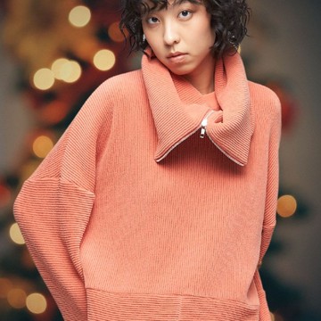 REBOOT-造型粗針拉鍊圍脖(中性)-多色