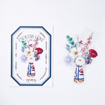 鮮花花瓶貼紙組：無限之愛