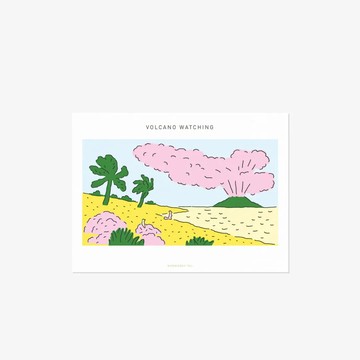 韓國 WARMGREY TAIL 插畫明信片 遠望火山
