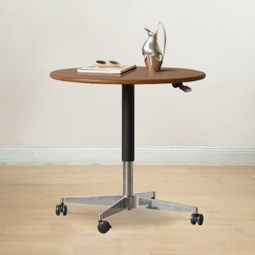 源氏木語華爾滋黑胡桃木實木移動升降桌圓茶几0.7MK00J102-(H014406544)