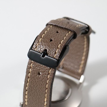 手工頭層鉻鞣皮錶帶 20mm - 小荔枝紋灰胡桃色