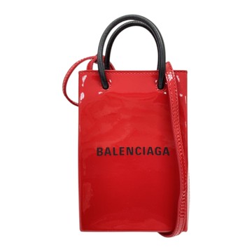Balenciaga 巴黎世家 紅色 漆皮 Shopping Phone Holder 手機包 肩背包 593826 【二手名牌BRAND OFF】