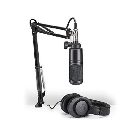 Audio-Technica AT2020PK Vocal Microphone Pack for Streaming Podcasting, Includes XLR Cardioid Condenser Mic, Adjustable Boom Arm, and Monitor Headphon