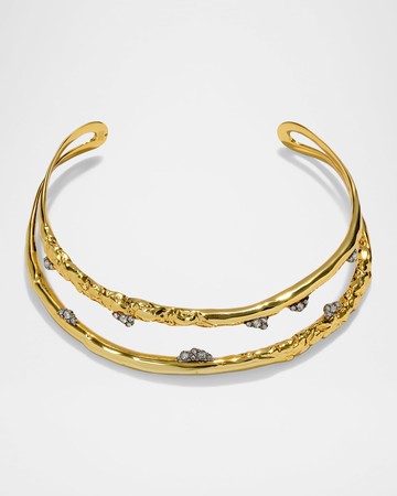 Brut Gold Crystal Thorned Open Collar