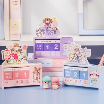 創意可愛桌面木質日歷擺件年考研勵志ins風萬年歷高考倒計時提醒牌少女文藝畢業季小禮物辦公桌小臺歷