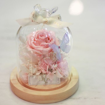 鍾愛於你永生玻璃罩盅 客製不凋花玫瑰花花禮 生日禮物