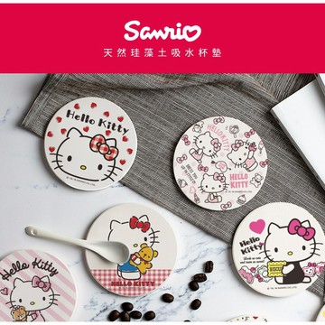 三麗鷗 Sanrio HELLO KITTY 硬式珪藻土杯墊 (2入組) 防潮 硅藻土 凱蒂貓【5ip8】KT0043