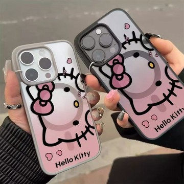 Kitty手機殼🎀 暈染KT貓頭像適用ipone16pro手機殼 手機保護殼 手機防摔殼 可愛手機殼 蘋果手機殼