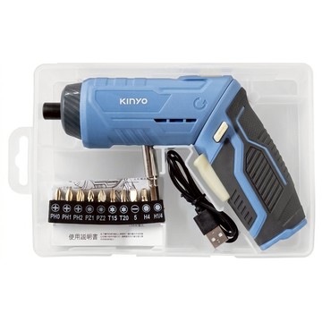 Kinyo 可旋式電動起子 附USB Type-C線 + 起子頭10件組  1盒