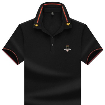 【新款熱賣】男裝夏季純色小蜜蜂刺繡POLO衫都市翻領商務休閑涼感上衣恤