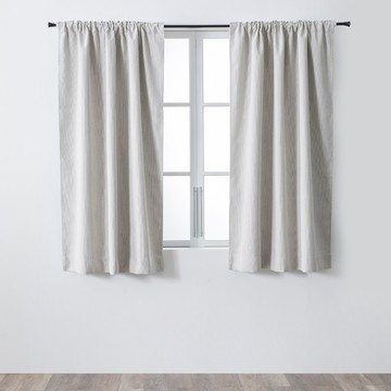 HOLA 和樂家居 查莉三明治遮光直條緹花半腰窗簾  165 x 270 x 0.2cm  奶油白