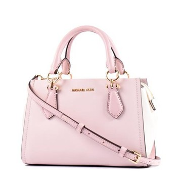 MICHAEL KORS Marilyn 十字紋防刮手提/斜背二用包-粉/白//小