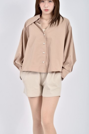 (M) lady mint排扣棕色襯衫上衣