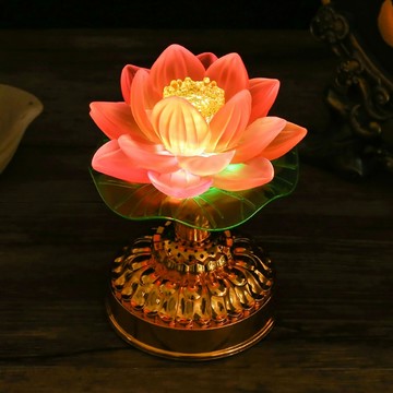 小夜燈 七彩變色蓮花燈 led長明燈 供奉燈 荷花燈 財神燈 供燈 佛前燈 燭台燈 粉色矮款 一對裝