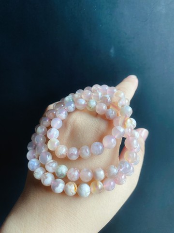 孤品 永恒的花 櫻花瑪瑙 多圈 果凍 水中花 手鍊 天然石 禮物