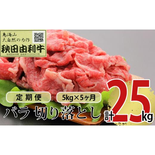 ふるさと納税 秋田県 にかほ市 《定期便》5ヶ月連続 秋田由利牛 バラ切り落とし 5kg（1kg×5パック）