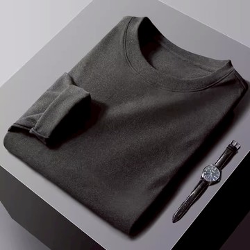 潮牌德絨長袖t恤男 M-5XL 四色入 2023秋冬季新款圓領保暖衣 休閒內搭打底衫男 中領衫緊身大學T 秋裝保暖內搭上