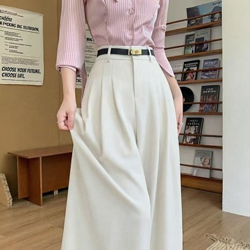 台灣现貨 韓版闊腿褲 女生長褲 西裝闊腿褲 高腰顯瘦 西裝褲 垂感拖地褲 寬褲 老錢風闊腿褲 秋冬長褲 女生褲子休閒長褲