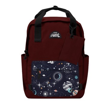 Grinstant混搭可拆組式15.6吋後背包 - 冒險系列 (深紅色配星球)