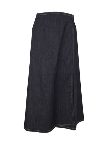 Wrap Around Denim Midi Skirt -