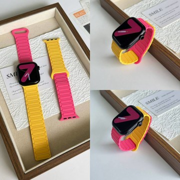 夏季撞色雙色磁吸硅膠錶帶 適用Apple watch11錶帶 iwatch錶帶 全系列通用錶帶 當季錶帶