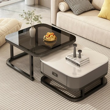 免運 開立發票 巖板茶幾客廳家用2024新款小戶型桌子輕奢現代簡約網紅方形茶幾桌 快速出貨