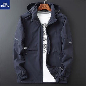 羅蒙秋季大碼男士薄款夾克寬松加肥加大立領運動外套胖子秋裝上衣
