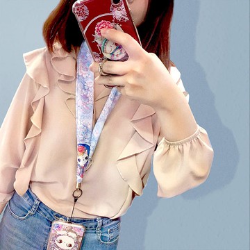 手機掛繩 | 證件帶 | 絲巾掛繩 - 藍紫牡丹 • 喵妃