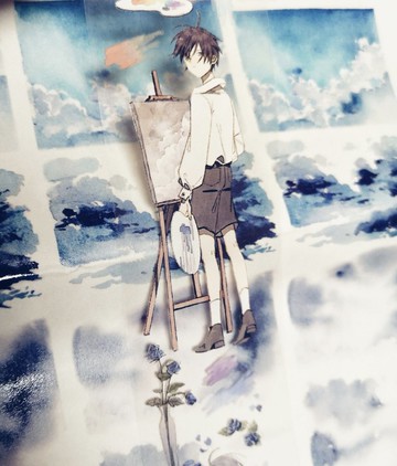 等待天晴 雲の言葉 虹が出る 水彩畫 和紙膠帶 10米卷 台灣製