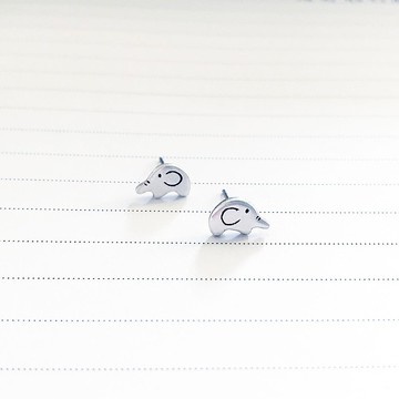 大象 - 純銀耳環 耳針 耳夾 紀念日