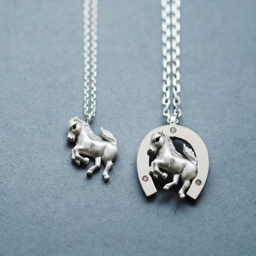 馬 + 馬蹄 男士項鍊 純銀925 中性設計