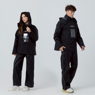 OUTPERFORM ACE半斜開雙拉練兩件式雨衣 太空黑 透氣 防水 雨衣 兩截式雨衣 兩件式