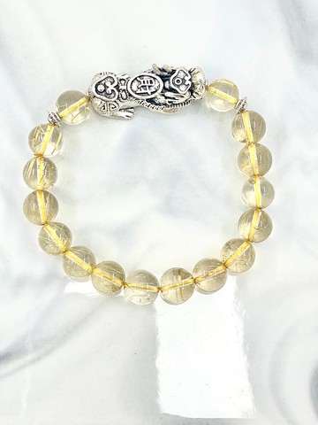 招財貔貅黃髮晶手鍊(男款)、(含開光)招偏財運、事業興榮