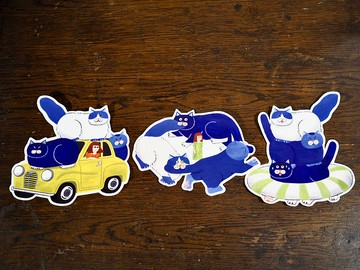 山貓神遊玩 透明防水大貼紙 3張1組