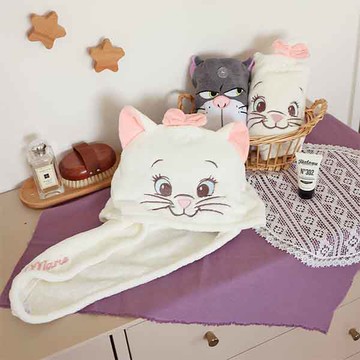 HOUSUXI迪士尼超吸水快乾髮帽-瑪麗貓