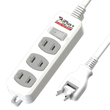 iPlus+ 保護傘 1切3座2P 180度平貼插頭延長線  1.8m  PU-2136  1組