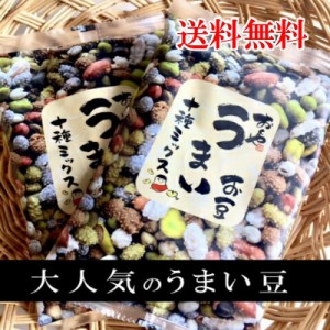 送料無料 TVで紹介され、リピーター続出！豆菓子 2袋セット おくや うまいお豆 10種ミックス 十種ミックス うまい豆 喜多方 会津 あいづ