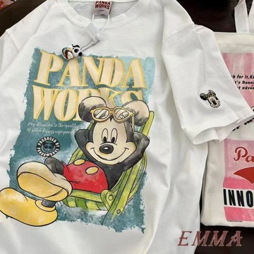 特大尺寸150公斤復古卡通米奇短袖T卹女 夏季 寬鬆顯瘦 oversize 百搭T恤上衣  圓領上衣 寬鬆顯瘦上衣 韓版