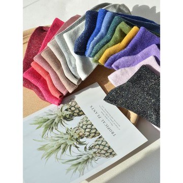 3雙裝秋冬抽條全棉金銀絲堆堆襪北歐復古色銀蔥微閃中筒長襪子女