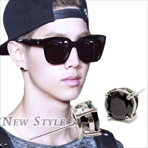 GOT7 Mark 段宜恩 同款雙層圓冠鑲鑽耳釘耳環 (單支價)