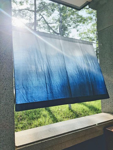 手工 藍染 聽風 漸層 門簾 掛簾