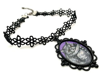 客製寵物 手繪油畫飾品 吊墜 項鍊 皮頸鏈 Choker