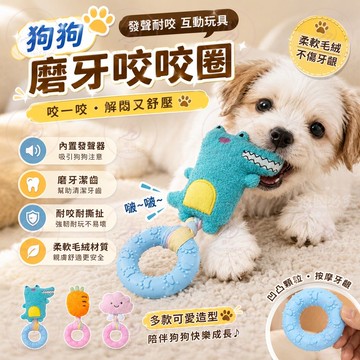 【自嗨耐咬】狗狗咬咬圈 磨牙玩具 耐咬發聲玩具 毛絨互動玩具 幼犬磨牙解悶 自嗨減壓 中小型犬通用 寵物玩具