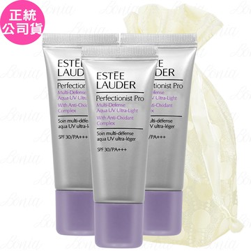 【Estee Lauder 雅詩蘭黛】Pro全能防曬超輕感水凝露 SPF30/PA+++(15ml)(精巧版)*3旅行袋組(公司貨)